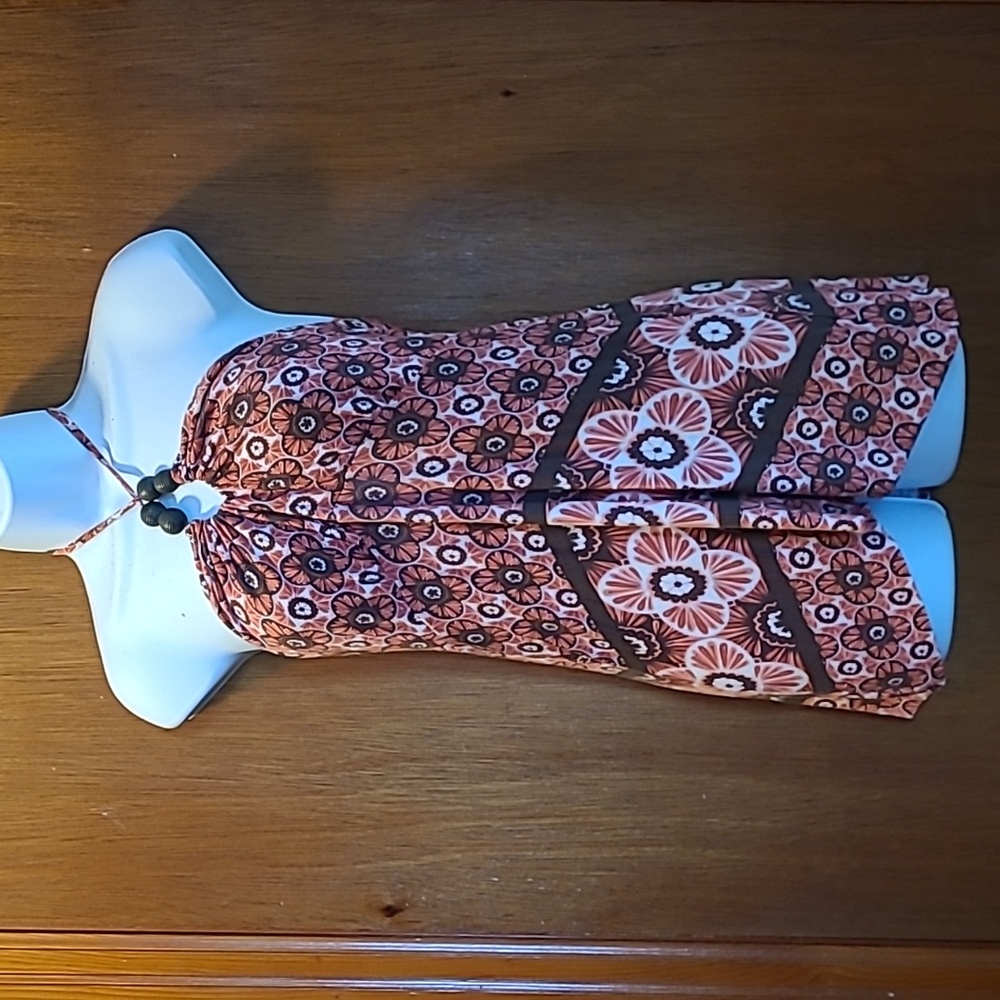 Floral Print Halter with Beaded Neck